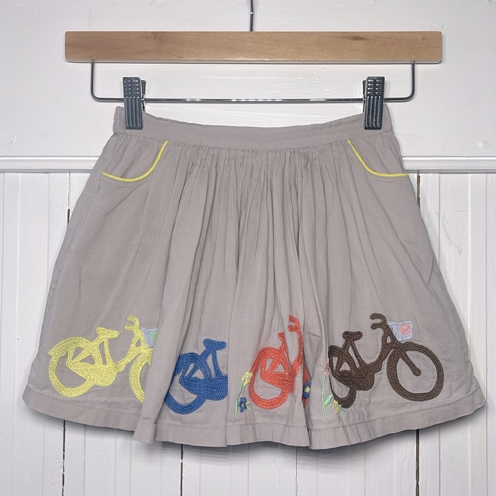 MINI BODEN VGUC 100% Cotton Embroidered Multicolor Bike Flowy Elastic Skirt